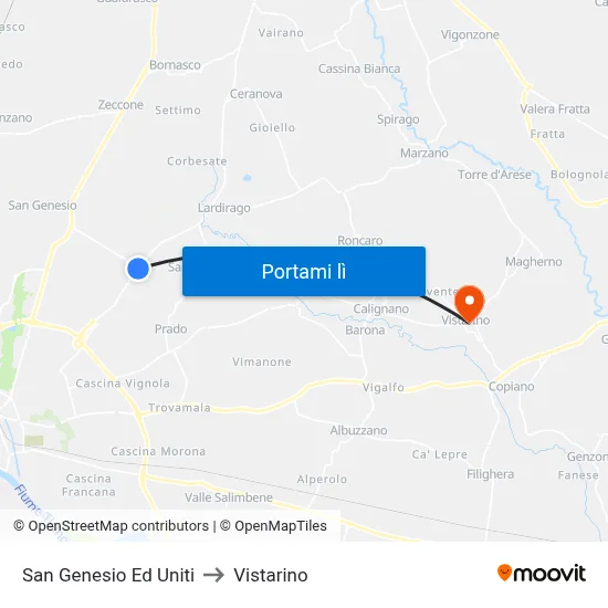 San Genesio Ed Uniti to Vistarino map