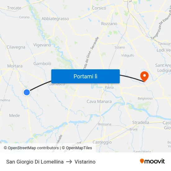 San Giorgio Di Lomellina to Vistarino map