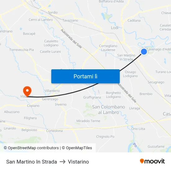 San Martino In Strada to Vistarino map