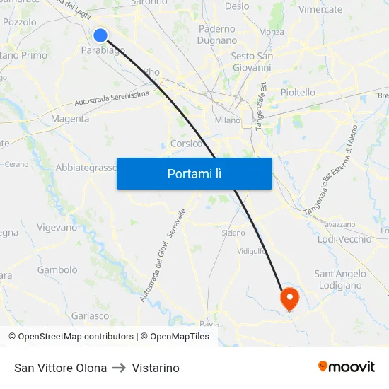 San Vittore Olona to Vistarino map