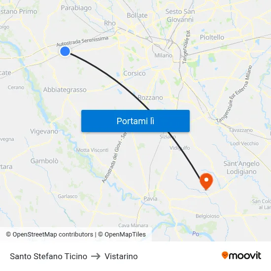 Santo Stefano Ticino to Vistarino map