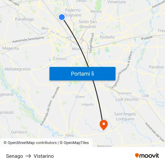 Senago to Vistarino map