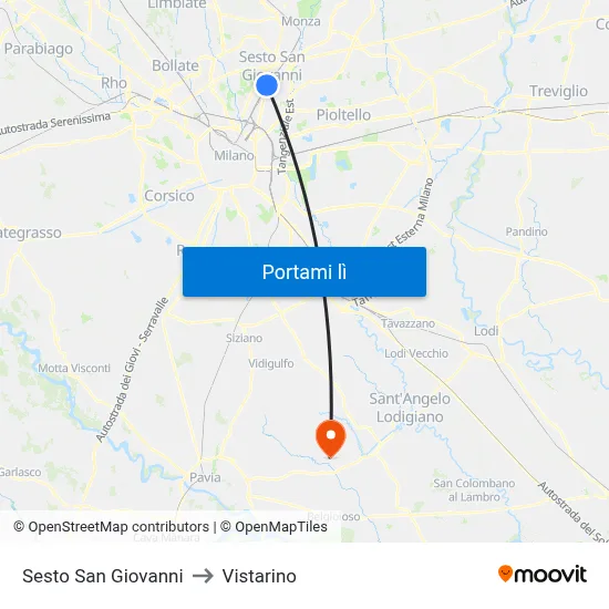 Sesto San Giovanni to Vistarino map