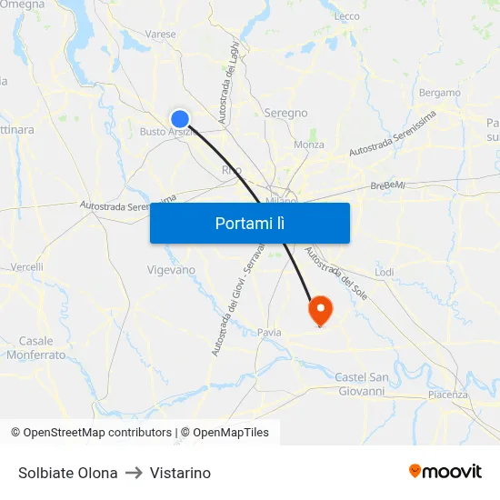 Solbiate Olona to Vistarino map