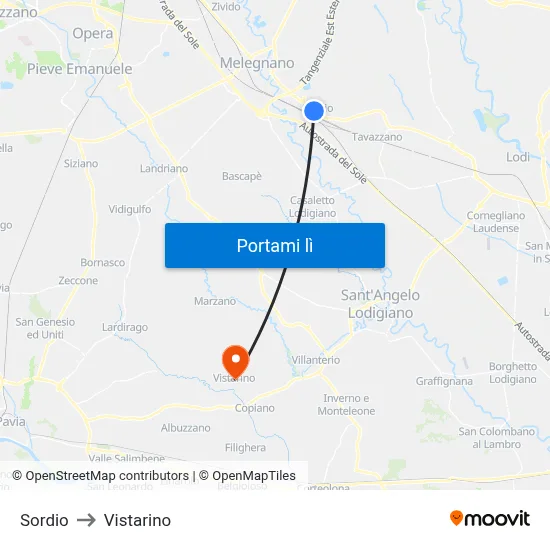 Sordio to Vistarino map