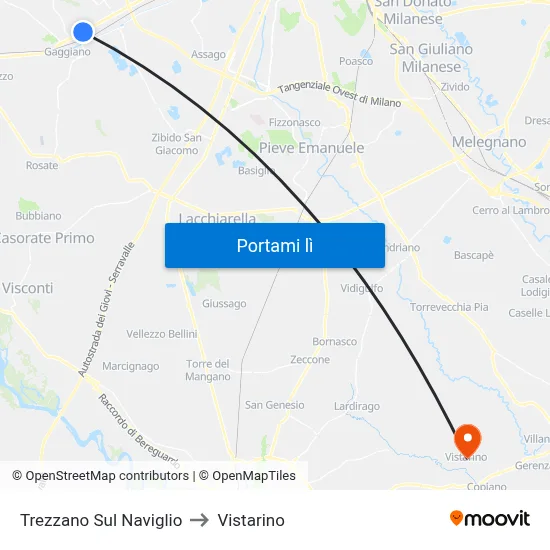 Trezzano Sul Naviglio to Vistarino map