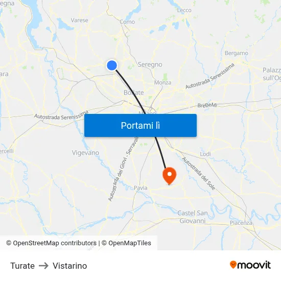 Turate to Vistarino map
