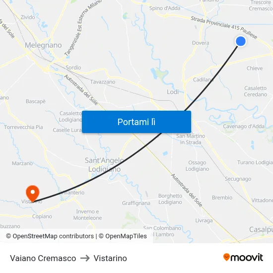 Vaiano Cremasco to Vistarino map