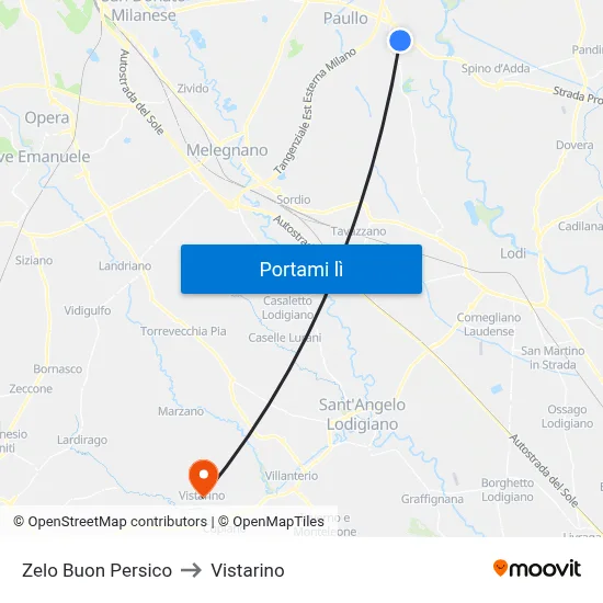Zelo Buon Persico to Vistarino map