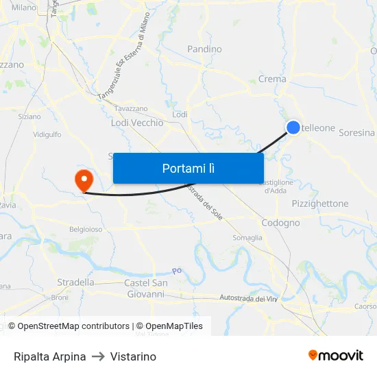 Ripalta Arpina to Vistarino map