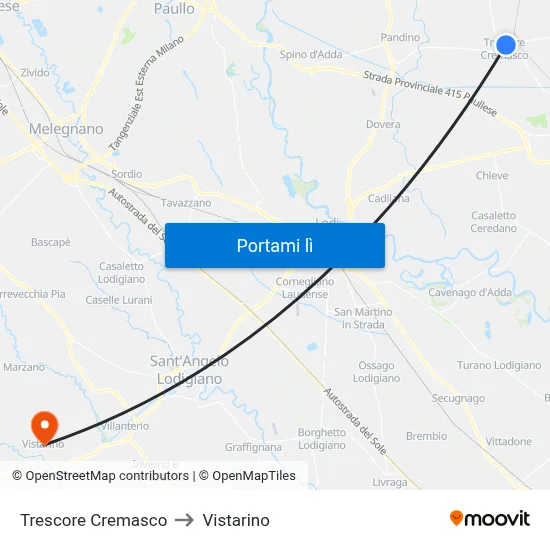 Trescore Cremasco to Vistarino map