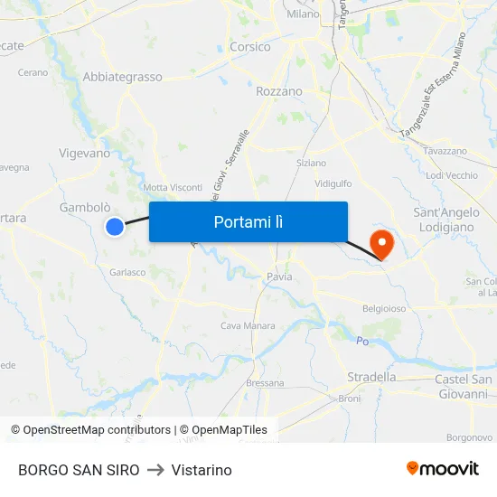 BORGO SAN SIRO to Vistarino map