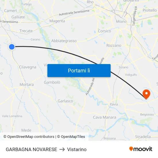 GARBAGNA NOVARESE to Vistarino map