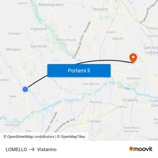 LOMELLO to Vistarino map