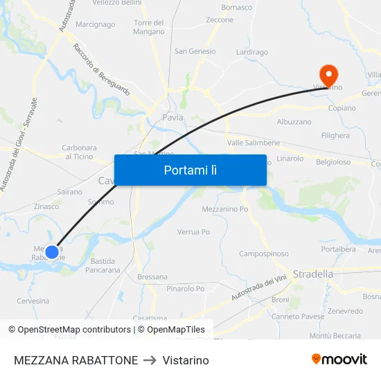 MEZZANA RABATTONE to Vistarino map
