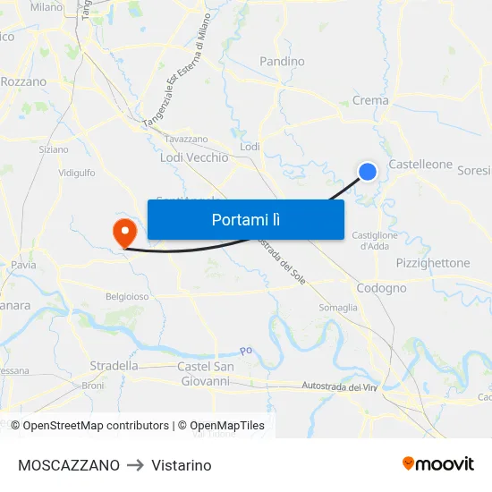 MOSCAZZANO to Vistarino map