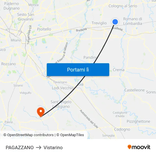 PAGAZZANO to Vistarino map