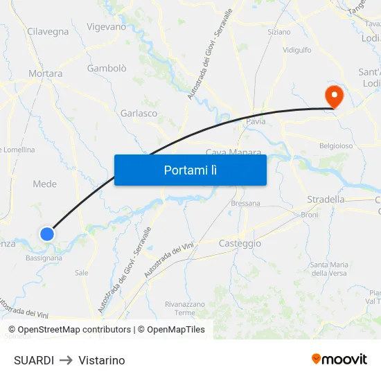 SUARDI to Vistarino map