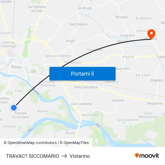 TRAVAC? SICCOMARIO to Vistarino map