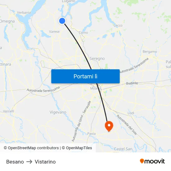 Besano to Vistarino map