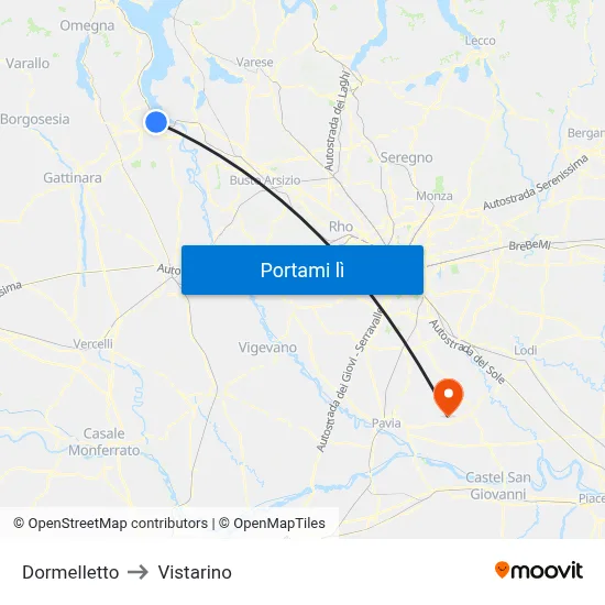 Dormelletto to Vistarino map