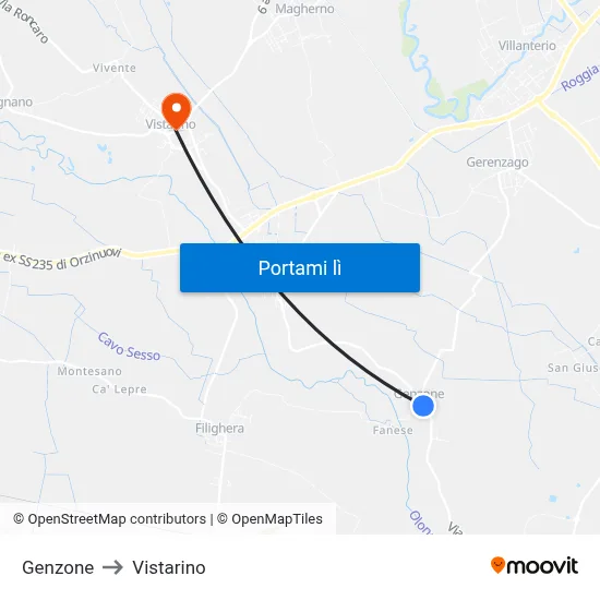 Genzone to Vistarino map