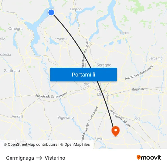 Germignaga to Vistarino map