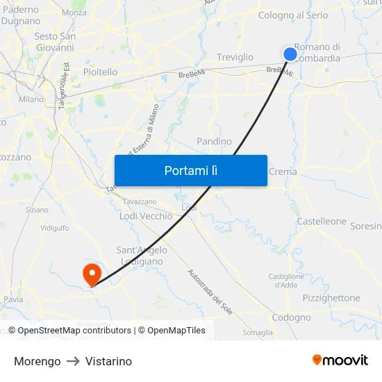 Morengo to Vistarino map
