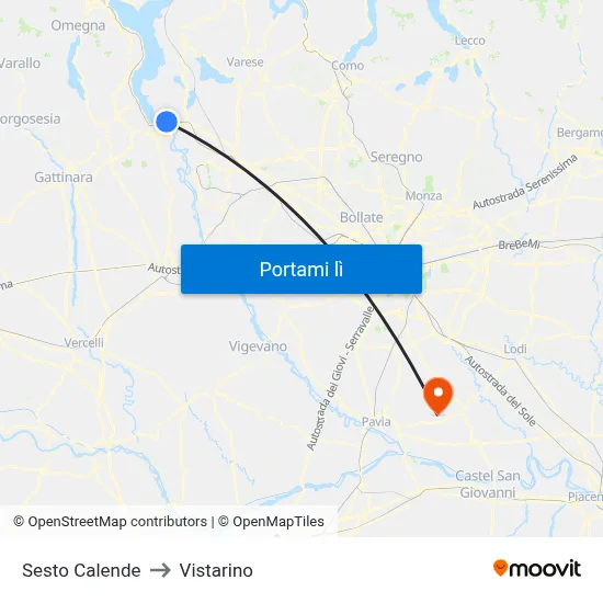 Sesto Calende to Vistarino map