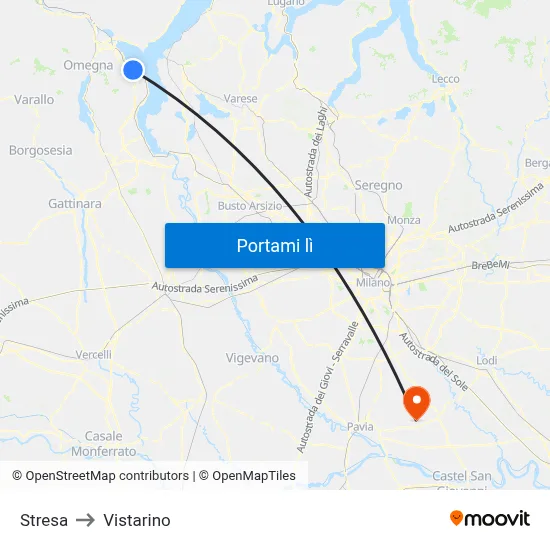 Stresa to Vistarino map