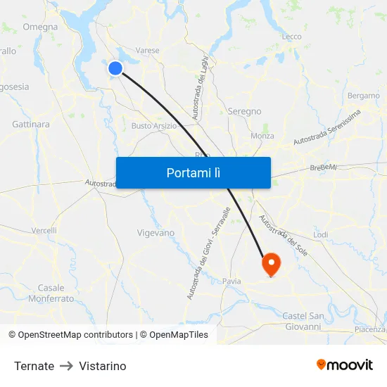 Ternate to Vistarino map