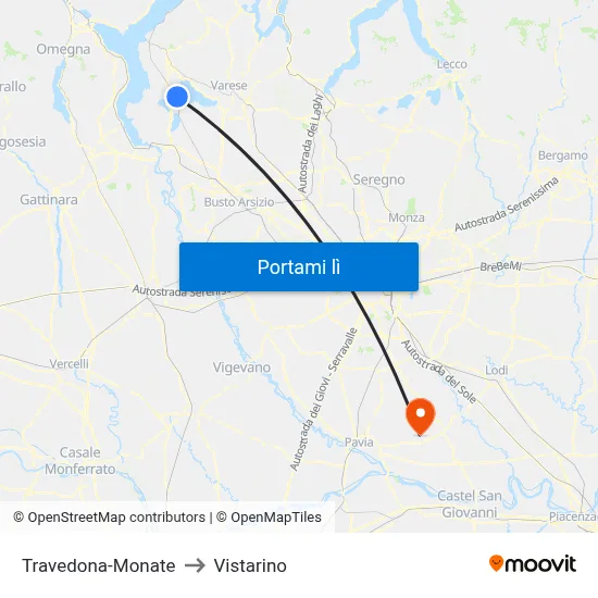 Travedona-Monate to Vistarino map