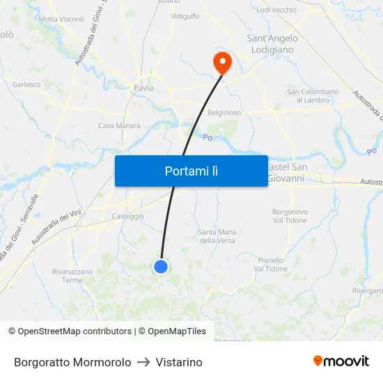 Borgoratto Mormorolo to Vistarino map