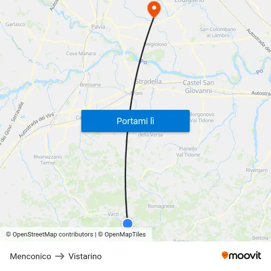 Menconico to Vistarino map