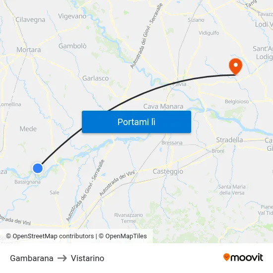 Gambarana to Vistarino map
