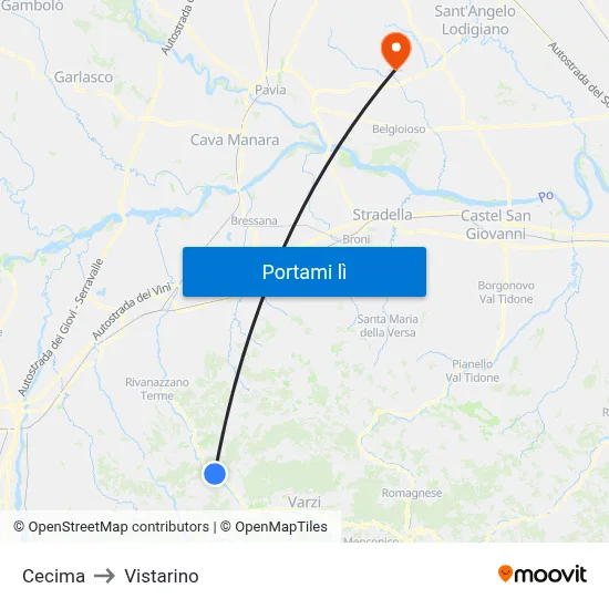 Cecima to Vistarino map