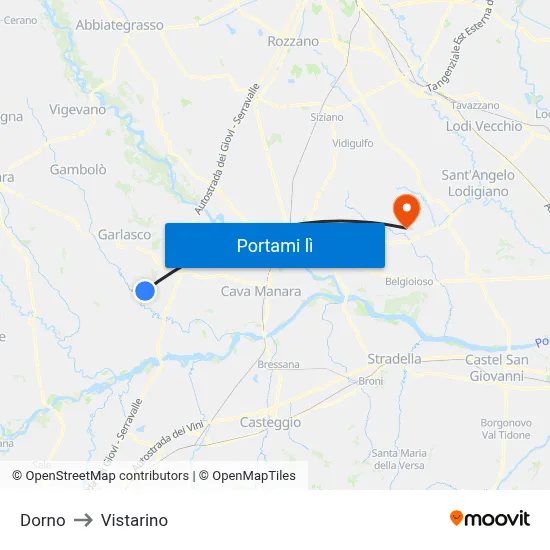 Dorno to Vistarino map
