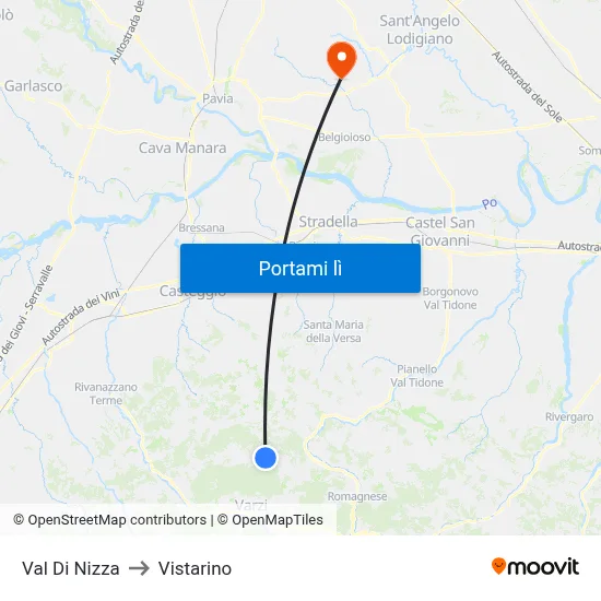 Val Di Nizza to Vistarino map