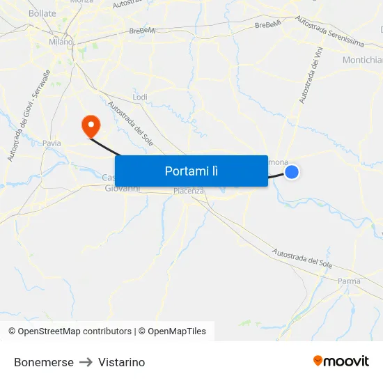 Bonemerse to Vistarino map