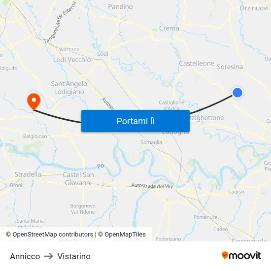 Annicco to Vistarino map