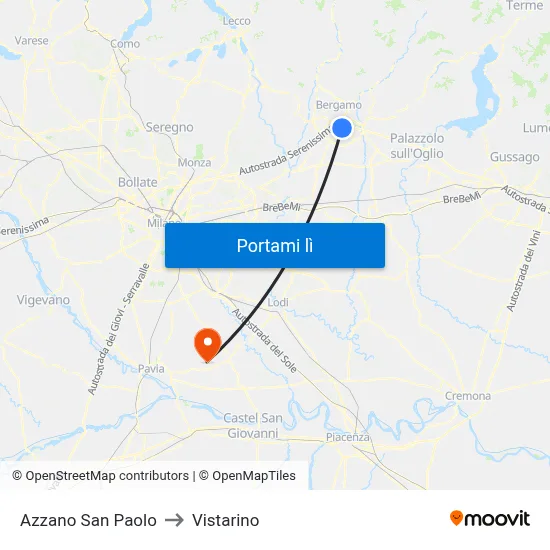 Azzano San Paolo to Vistarino map