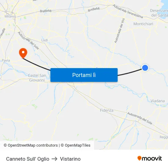 Canneto Sull' Oglio to Vistarino map