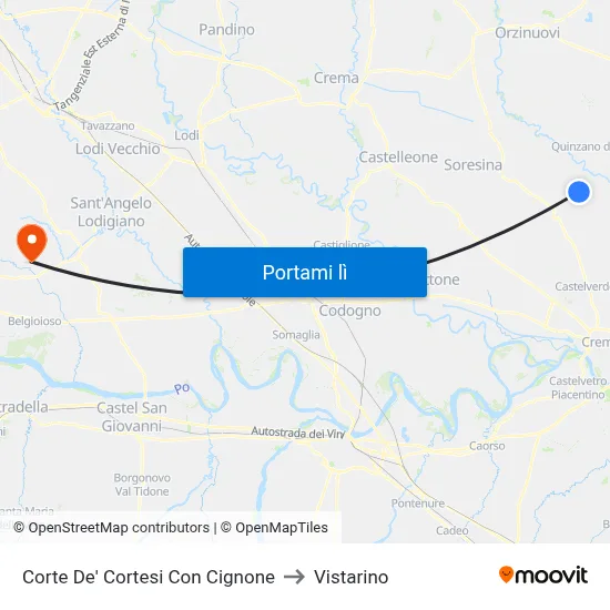 Corte De' Cortesi Con Cignone to Vistarino map