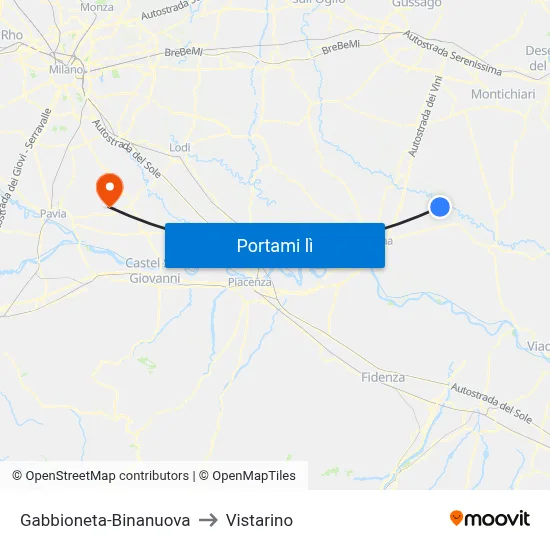 Gabbioneta-Binanuova to Vistarino map