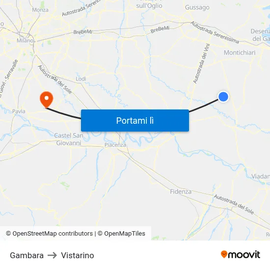 Gambara to Vistarino map