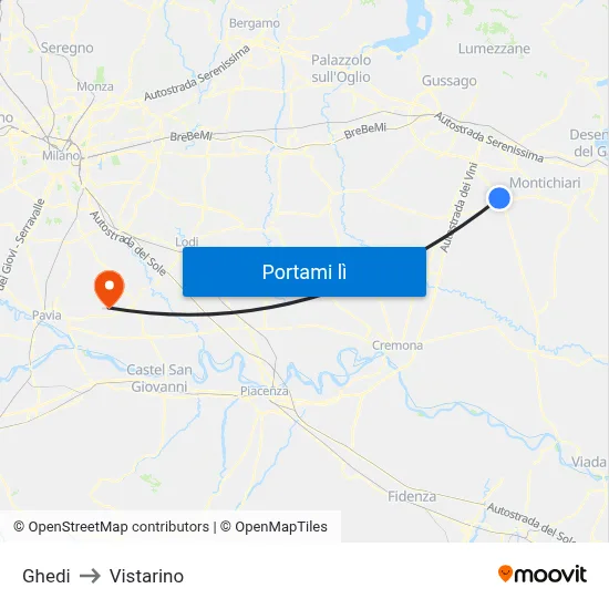 Ghedi to Vistarino map