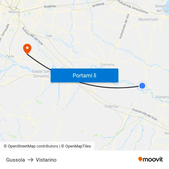Gussola to Vistarino map
