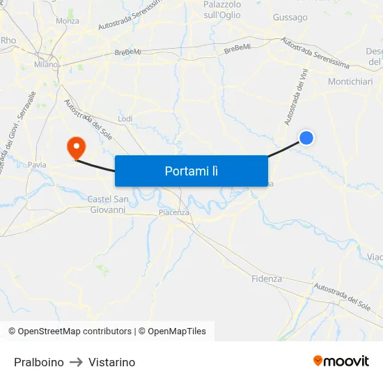 Pralboino to Vistarino map