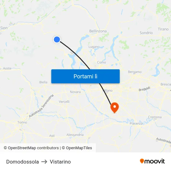 Domodossola to Vistarino map
