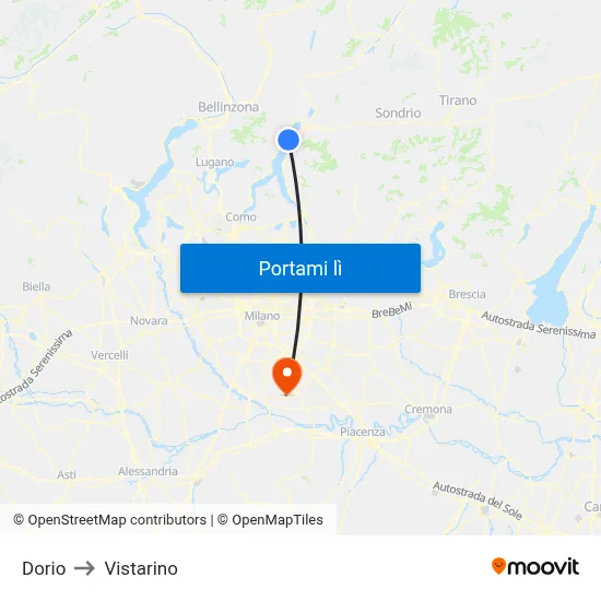 Dorio to Vistarino map